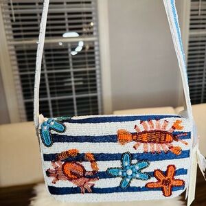 T.J.Maxx Beaded Shoulder Bag with Blue and Orange Accents